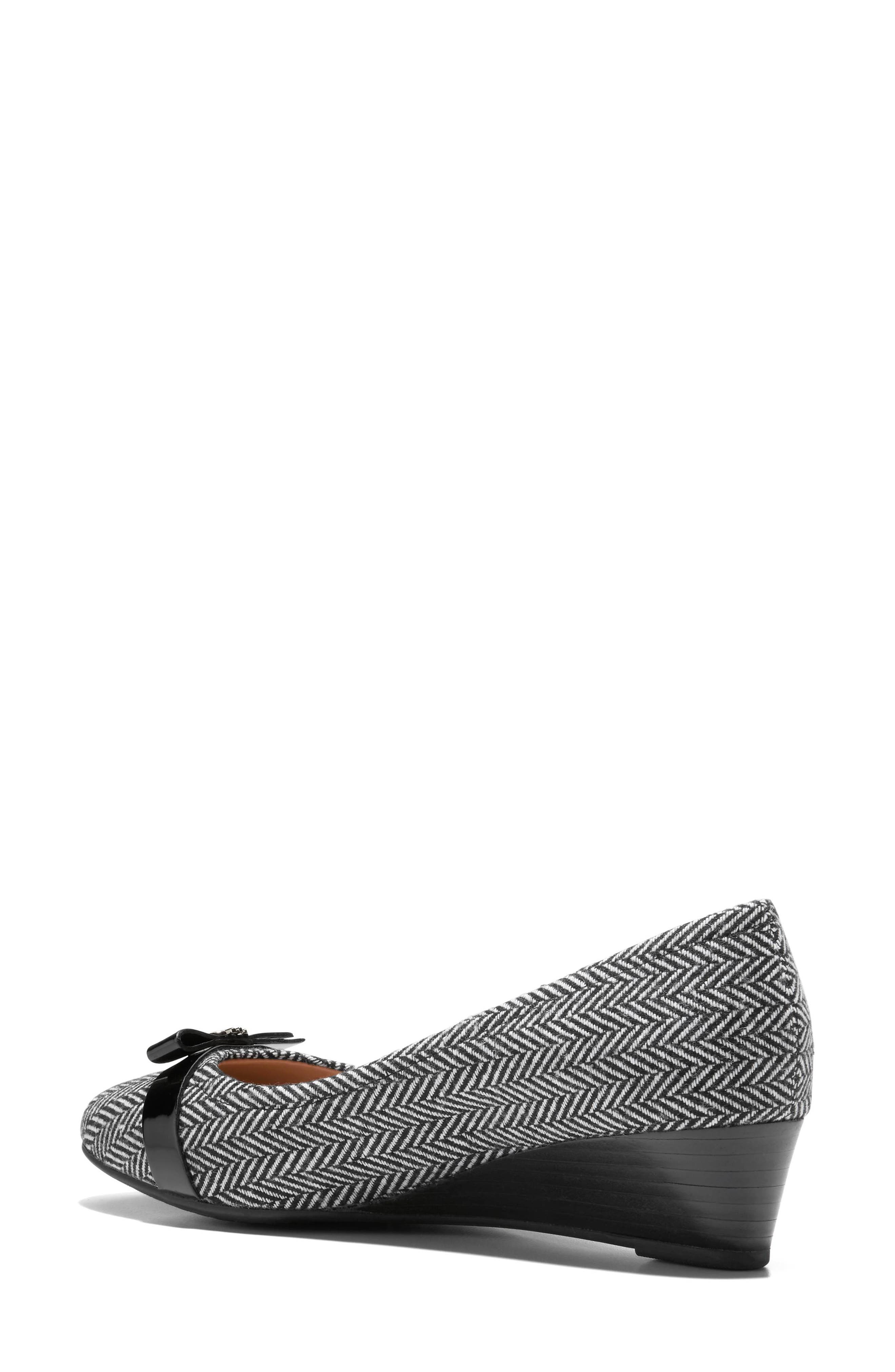 Cole Haan Malta Slip-On Wedge, Alternate, color, Herringbone Textile/ Black Pat