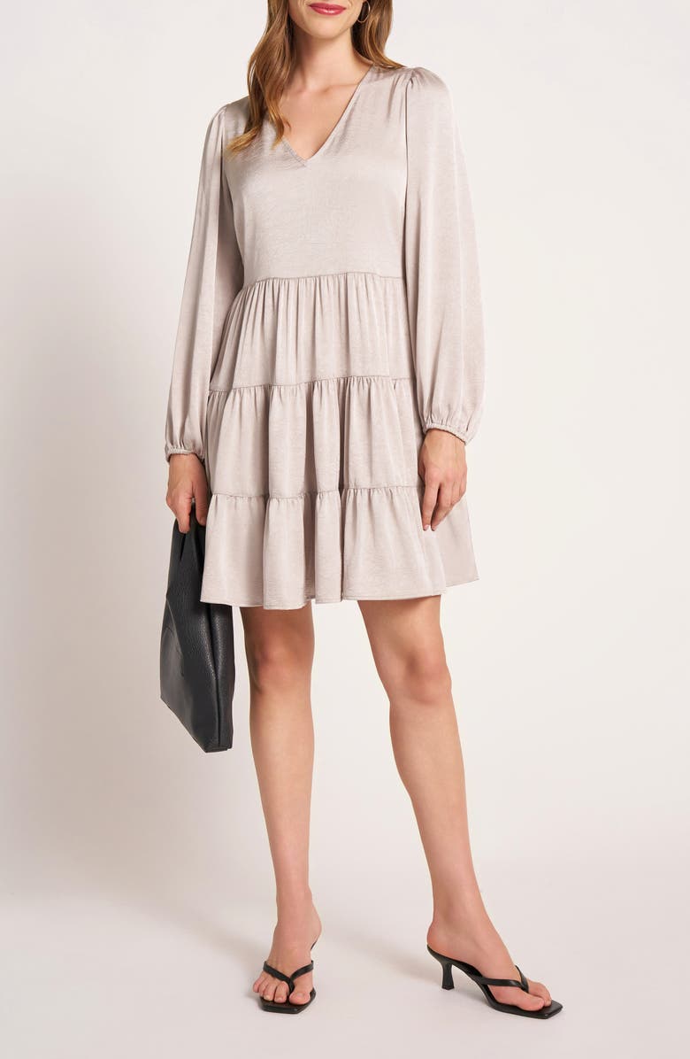 matty m. Provence Long Sleeve Tiered Dress, Alternate, color, Sand