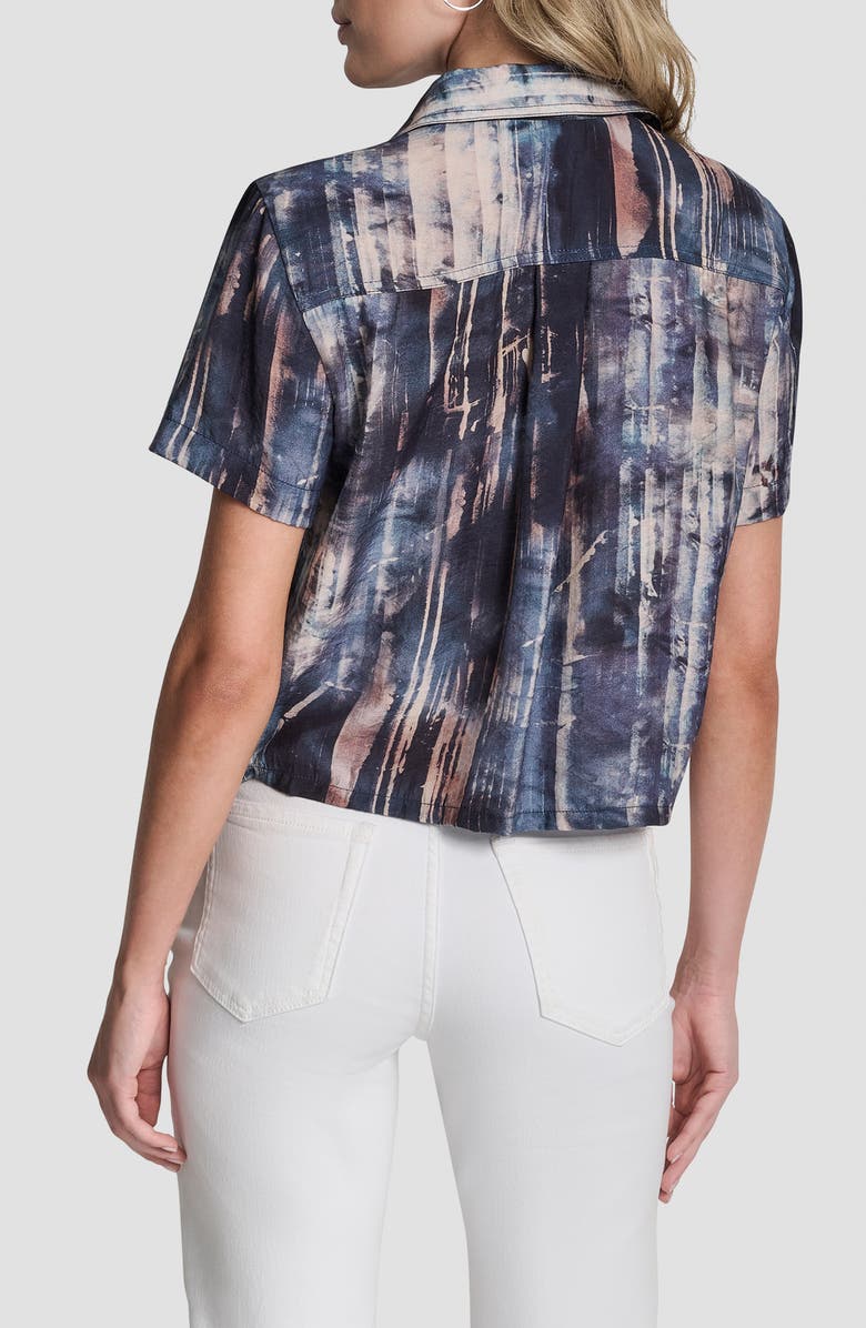 DKNY Print Short Sleeve Button-Up Shirt, Alternate, color, Hudson Lights