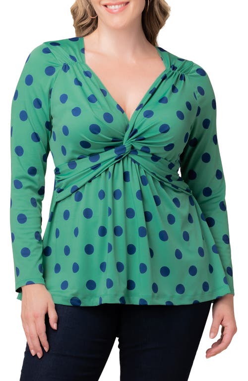 Kiyonna Abigail Long Sleeve Twist Front Top In Green