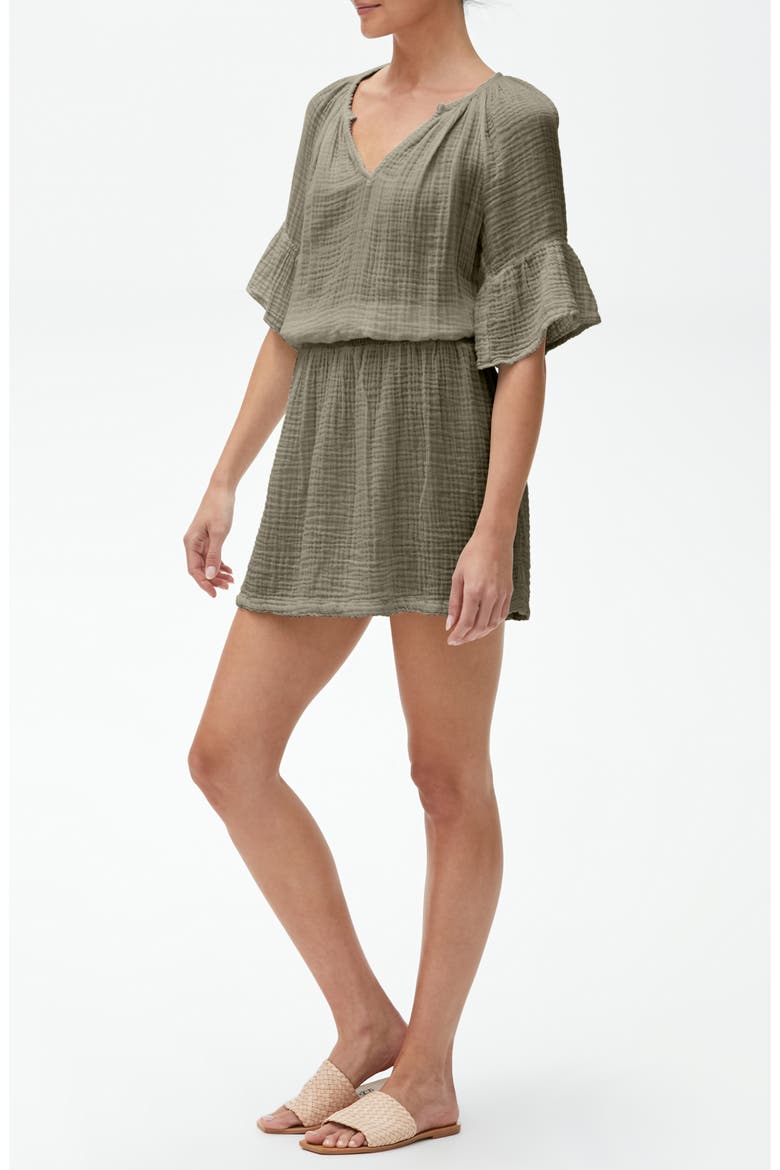 Katelyn Smocked Waist Peasant Dress, Alternate, color, OLIVE