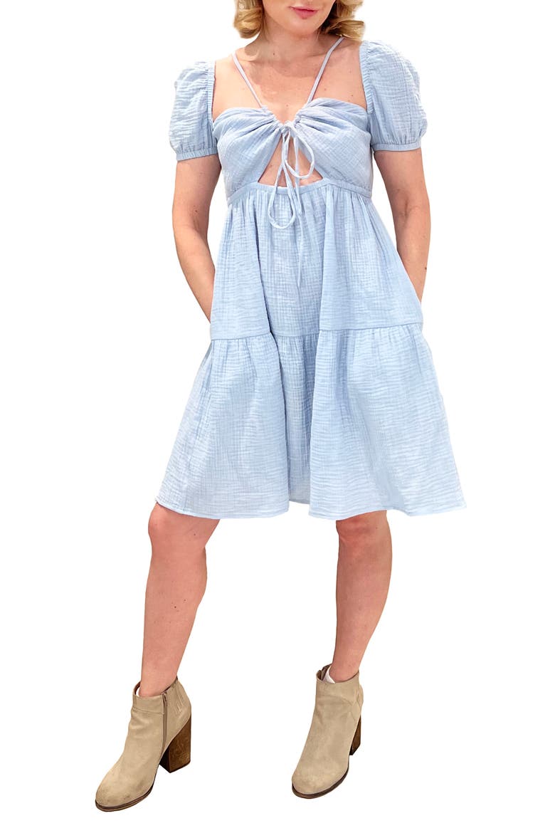 Amelia Tiered Minidress, Main, color, BLUE