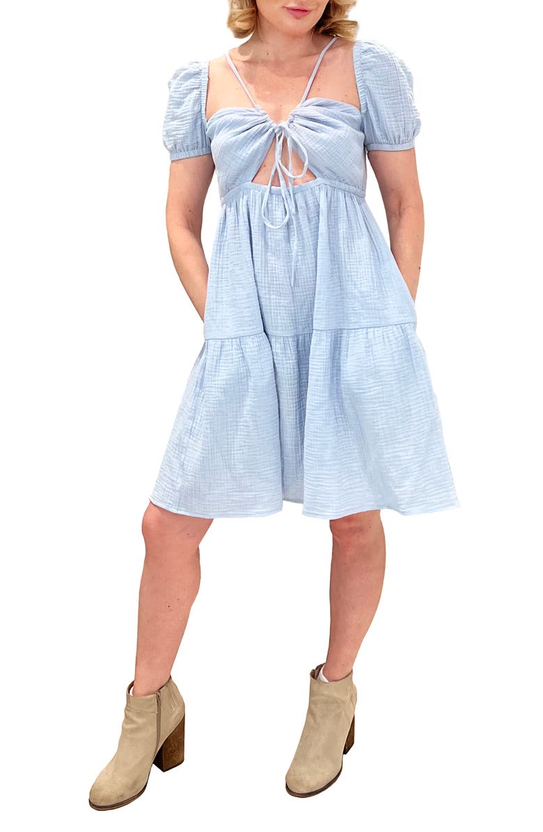 Emilia George Amelia Tiered Minidress, Main, color, Blue