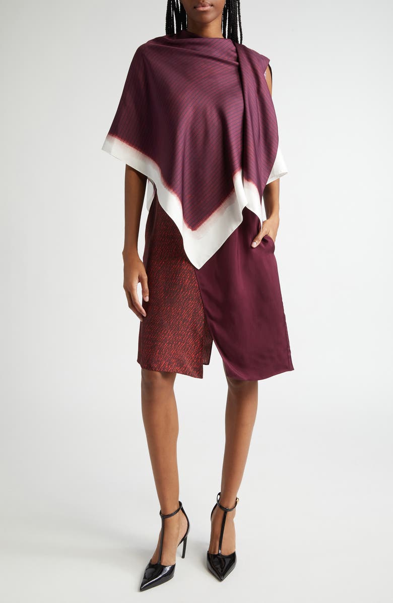 FERRAGAMO Cape Detail Sleeveless Silk Dress, Main, color,