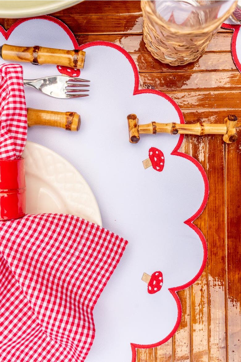 Mushroom Placemat, Alternate, color, White