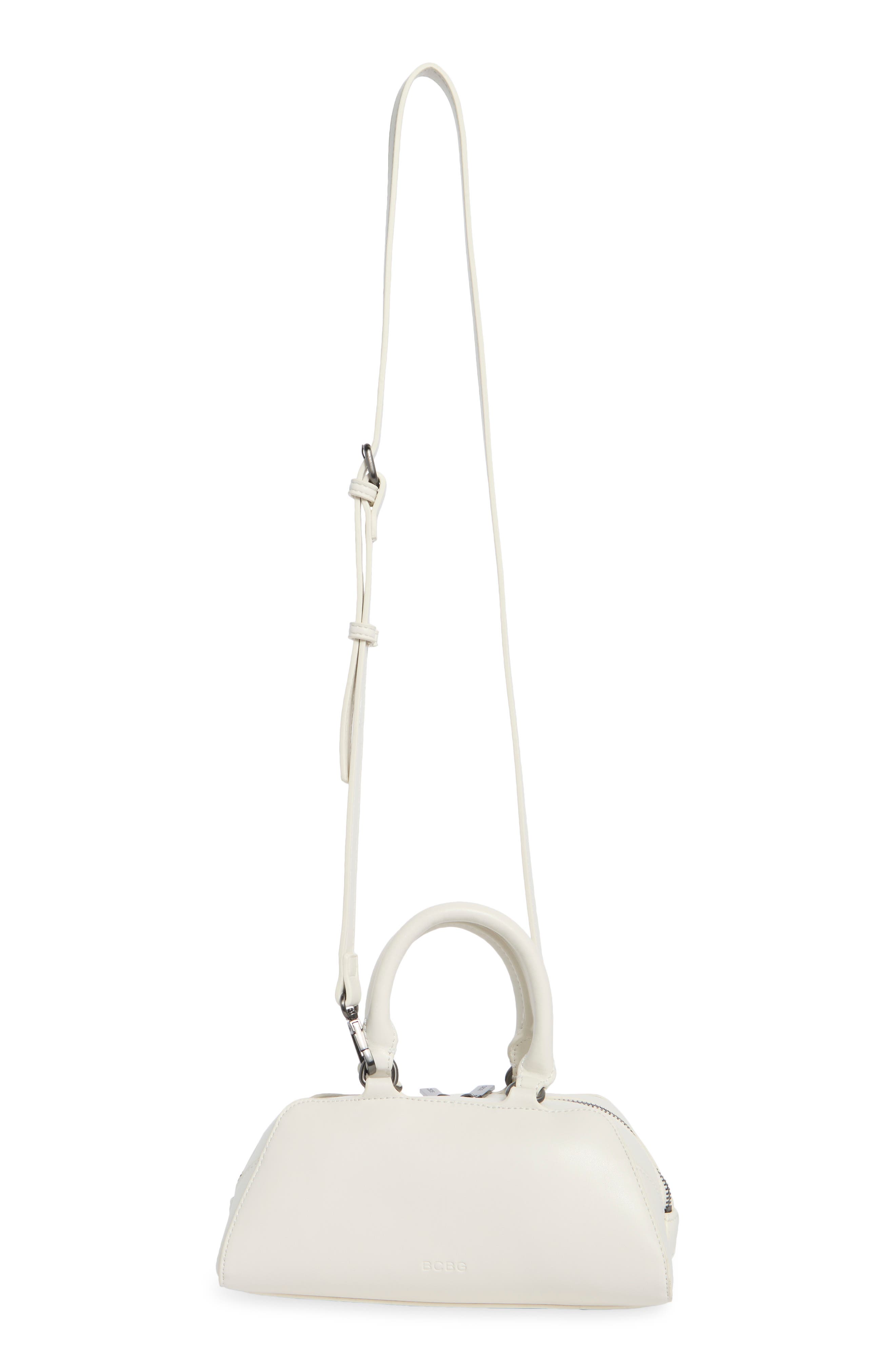 Faux Leather Top Handle Satchel, Alternate, color, POWDER