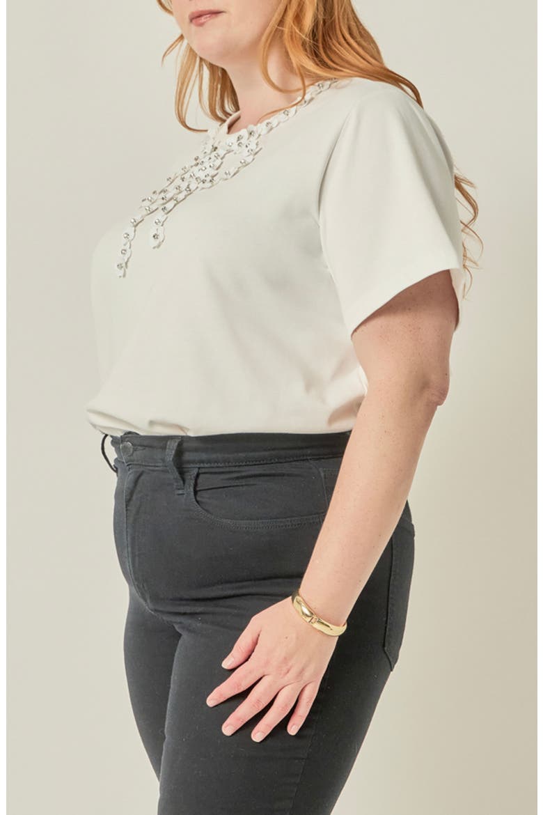 Bow Bead Detail Top, Alternate, color, WHITE