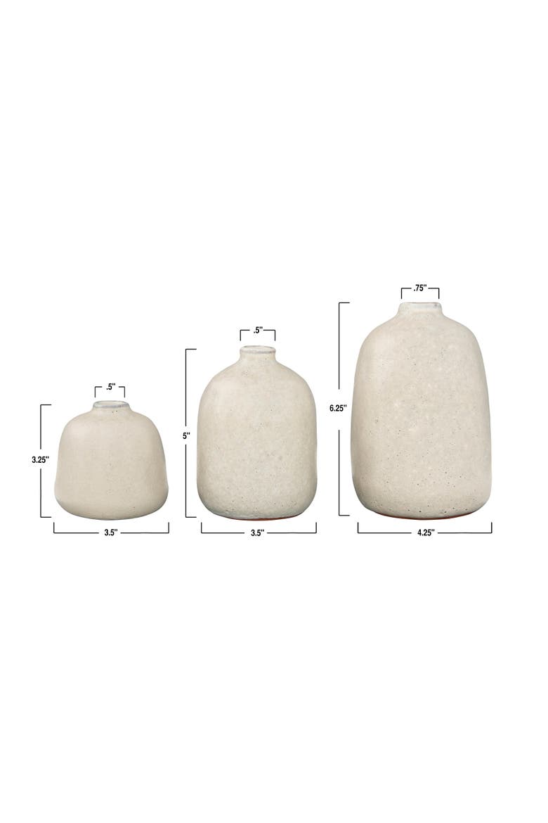 Various Decorative Terra-cotta Vases with Pitted Sand Finish, Light Grey, Set of 3, Alternate, color, Grey