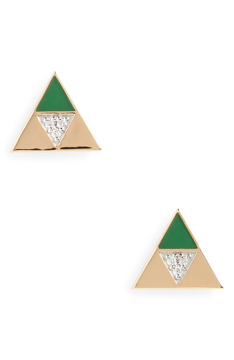 Harwell Godfrey Enamel & Diamond Triangle Stud Earrings, Main, color,
