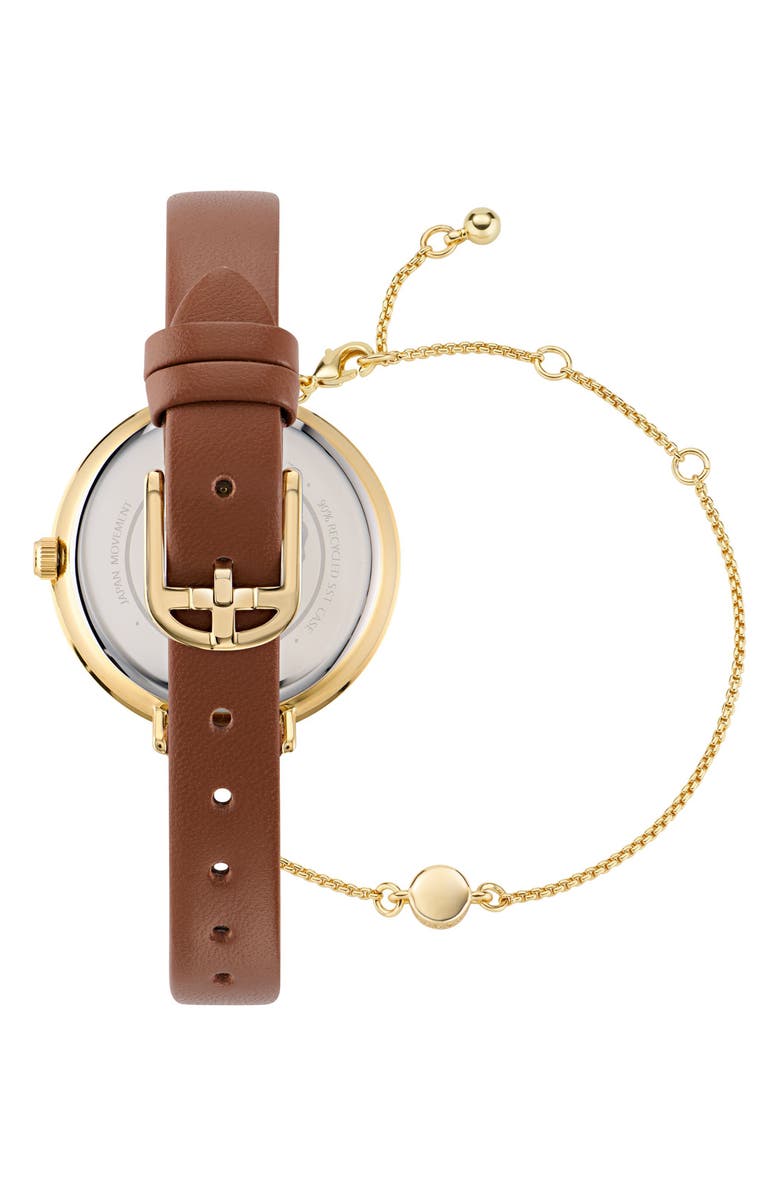 Ted Baker Ammy Iconic Leather Strap Watch & Bracelet Set, 37mm, Alternate, color, Gold-Tone