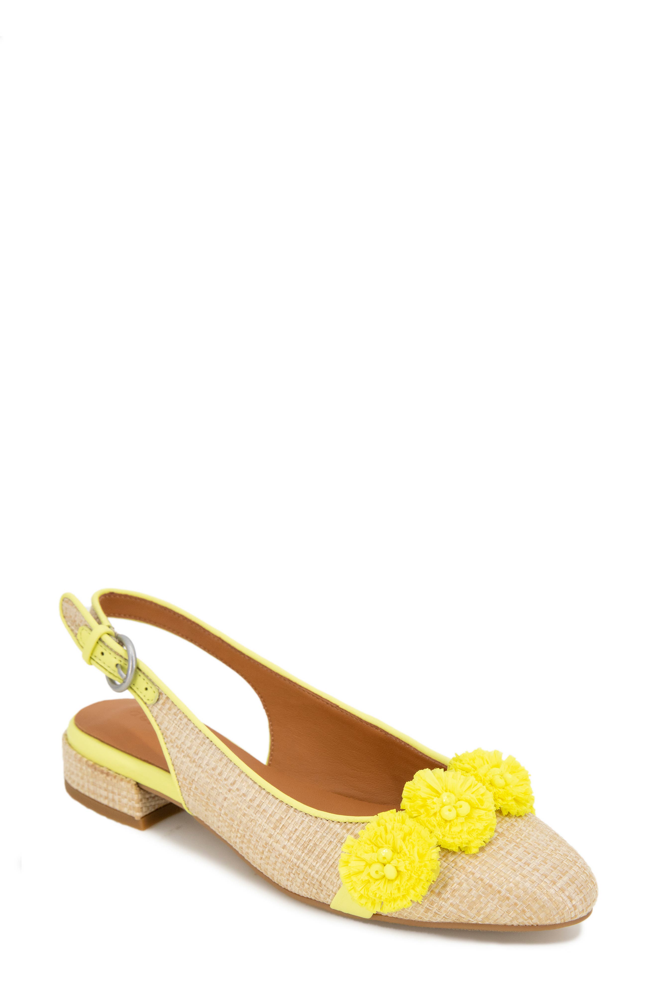 Gentle Souls Anana Raffia Flower Slingback Flat, Main, color, 