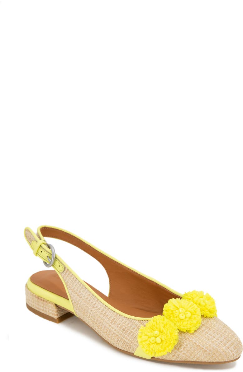 Gentle Souls Anana Raffia Flower Slingback Flat, Main, color,