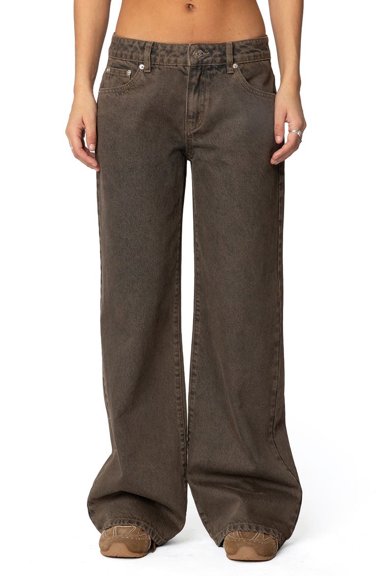 Zahra Low Rise Baggy Wide Leg Jeans, Main, color, BROWN-WASHED