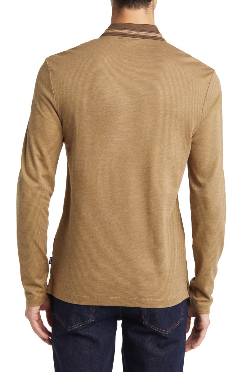 BOSS Pleins Tipped Long Sleeve Polo, Alternate, color, Open Grn