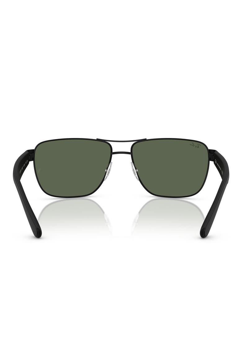 RB3745L 63mm Rectangular Sunglasses, Alternate, color, MATTE BLACK / DARK GREEN