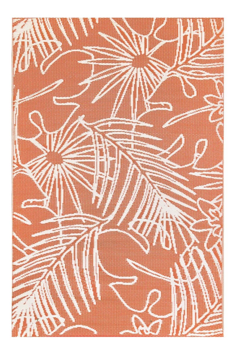 Palm Leaf Salmon & White, Main, color, salmon orange and white