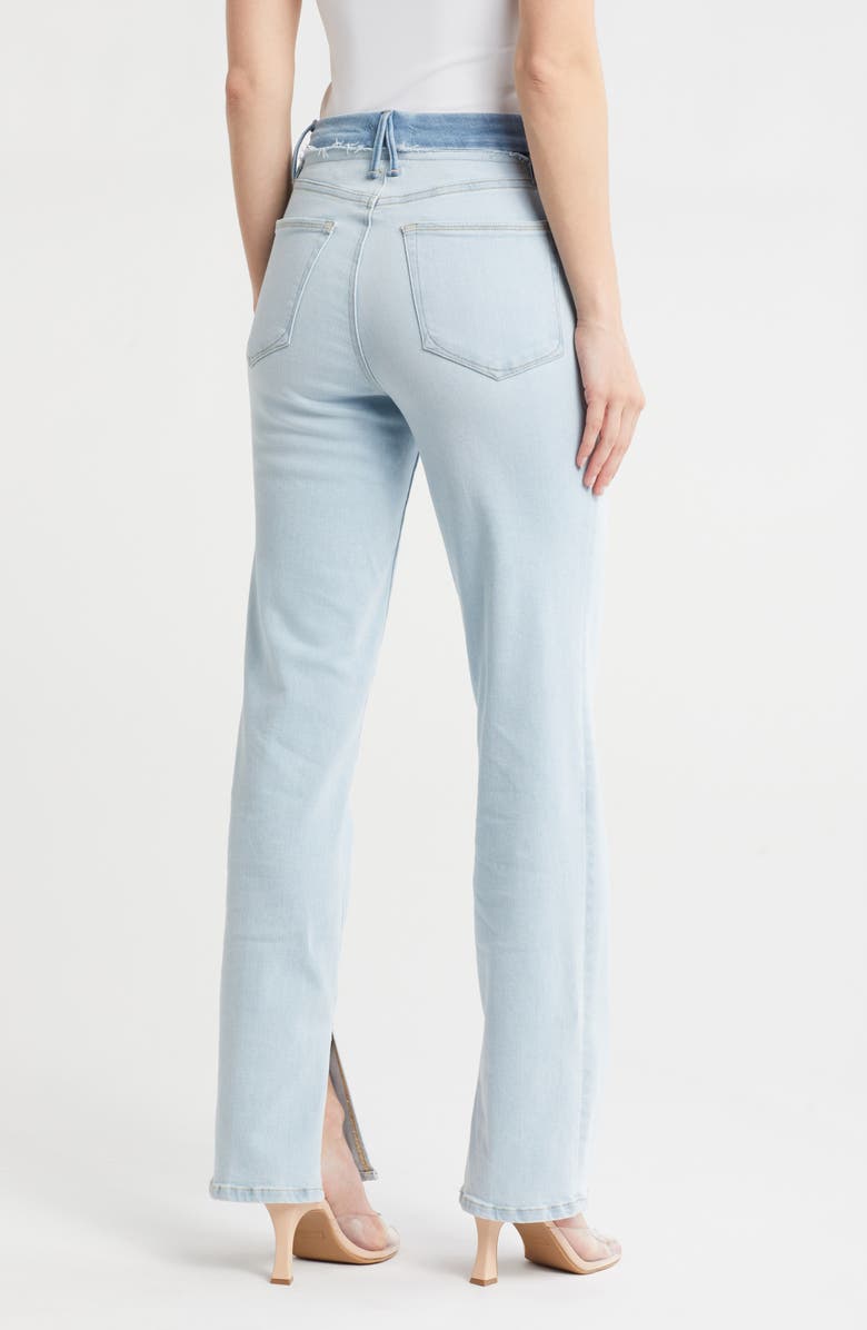 Good American Double Waist Button Fly Split Hem Jeans, Alternate, color,