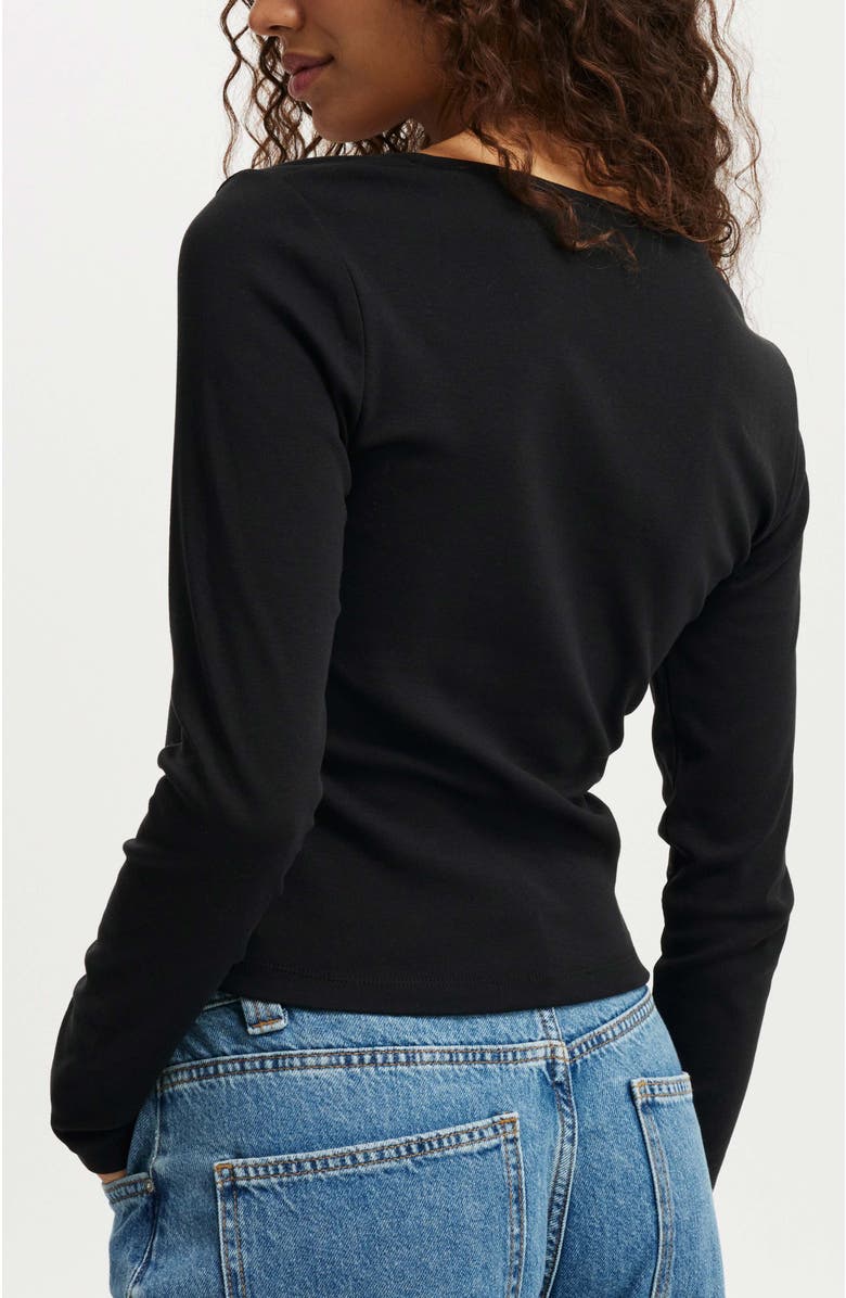 Cotton On Sarah Rosette Square Neck Long Sleeve, Alternate, color, 