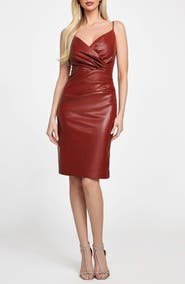 Marciano Fergie Ruched Sleeveless Faux Leather Dress