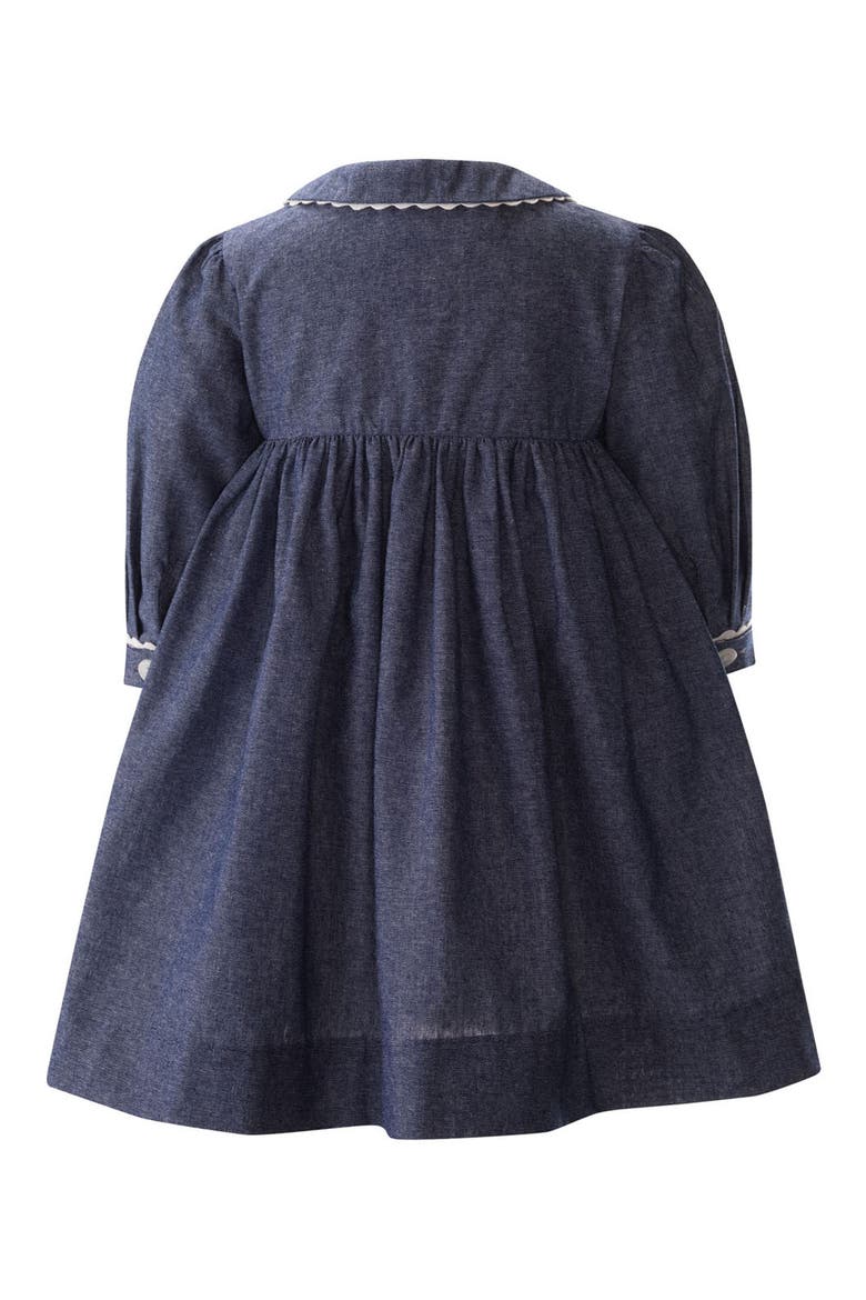 Long Sleeve Cotton Chambray Dress & Bloomers, Alternate, color, NAVY