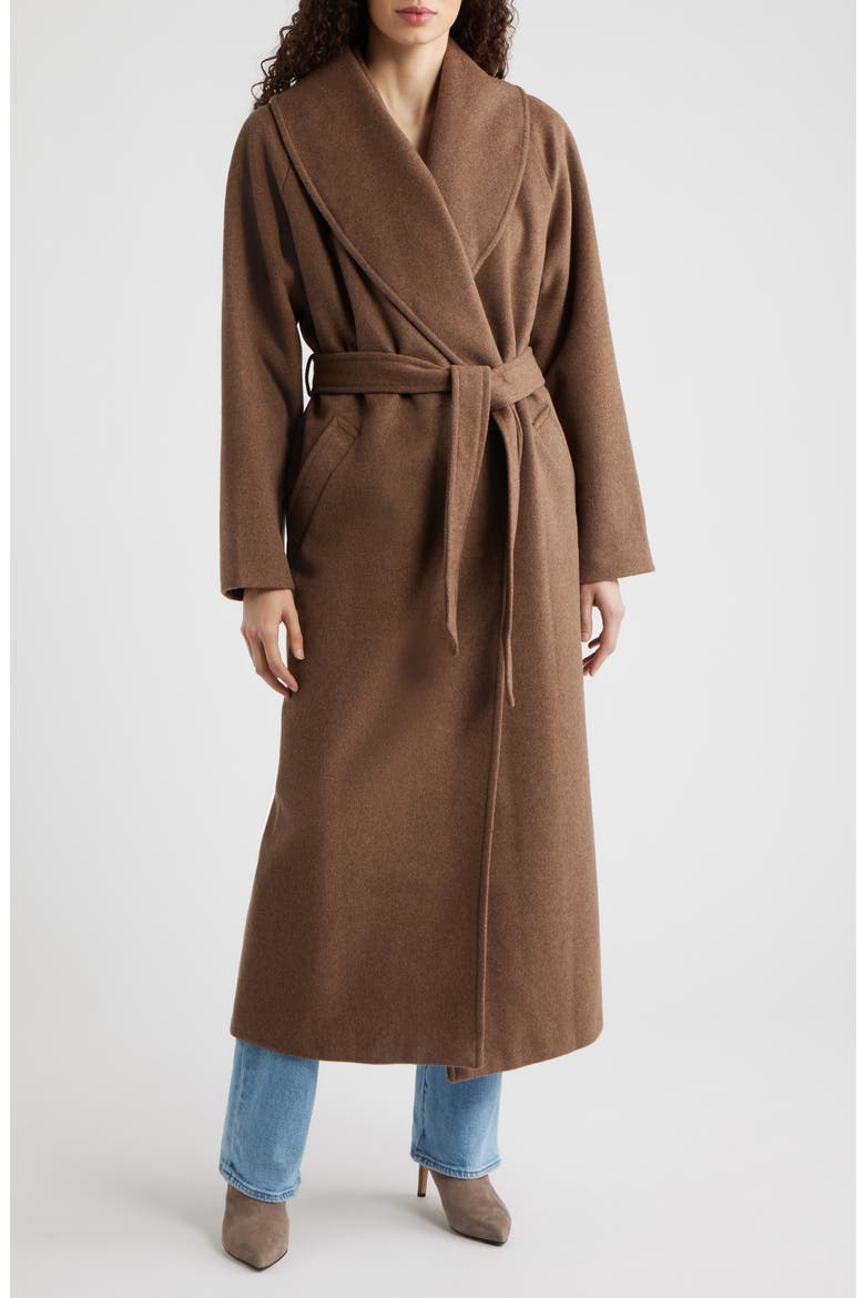 Cocoon Wool Blend Shawl Collar Coat, Main, color, BROWN