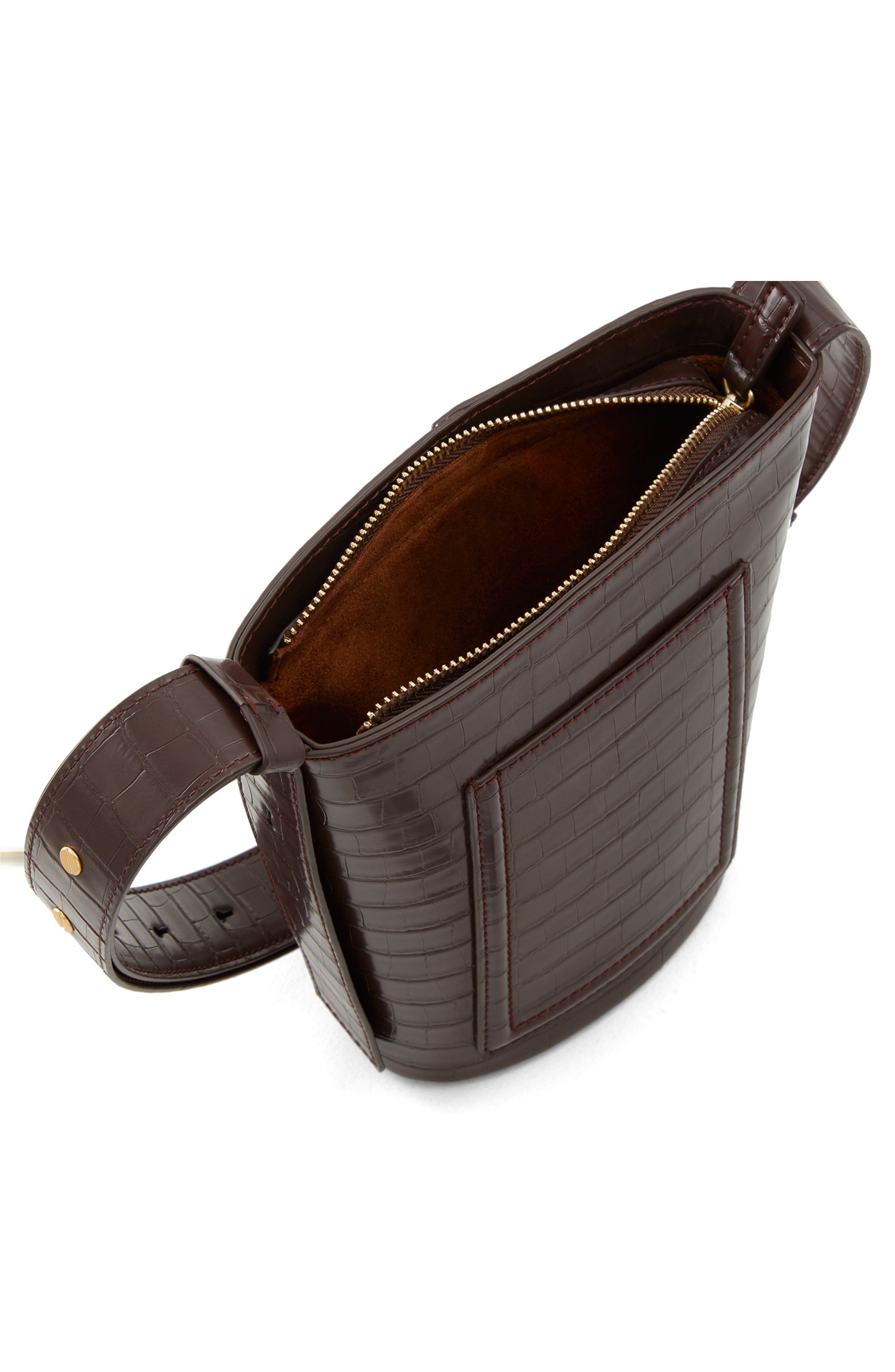 Who What Wear Olivia Croc Embossed Recycled Faux Leather Shoulder Bag, Alternate, color, 