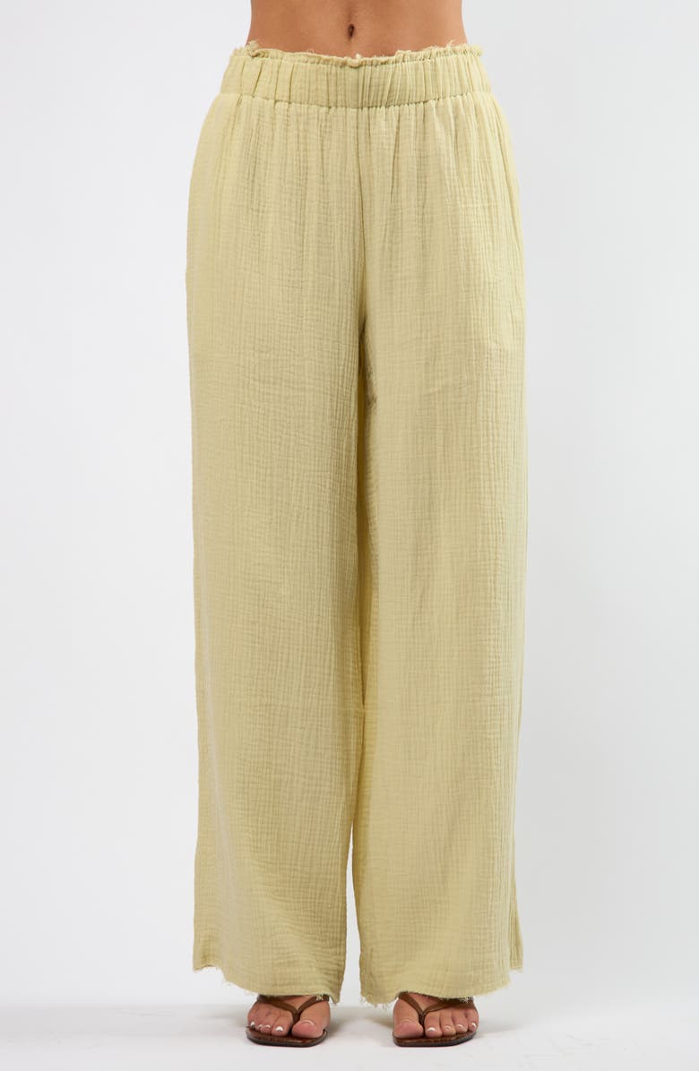 Viens Avec Moi Resort Crinkle Wide Leg Cotton Pants, Main, color, 