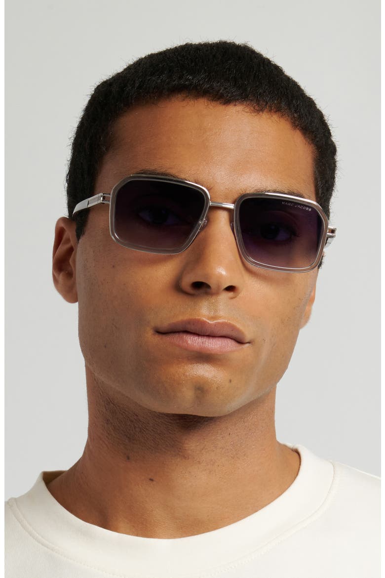 54mm Gradient Square Sunglasses, Alternate, color, RUTHENIUM GREY/ DK BLUE SF