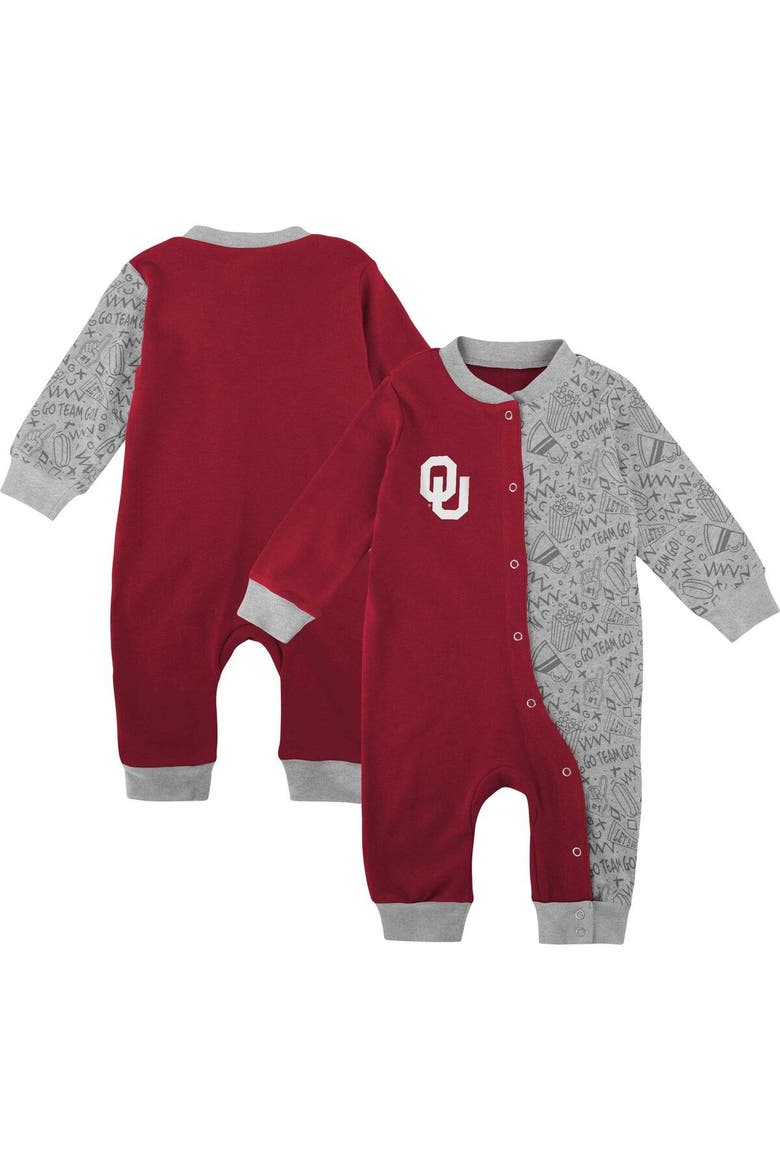 Infant Crimson Oklahoma Sooners Playbook Two-Tone Sleeper, Main, color, Crimson