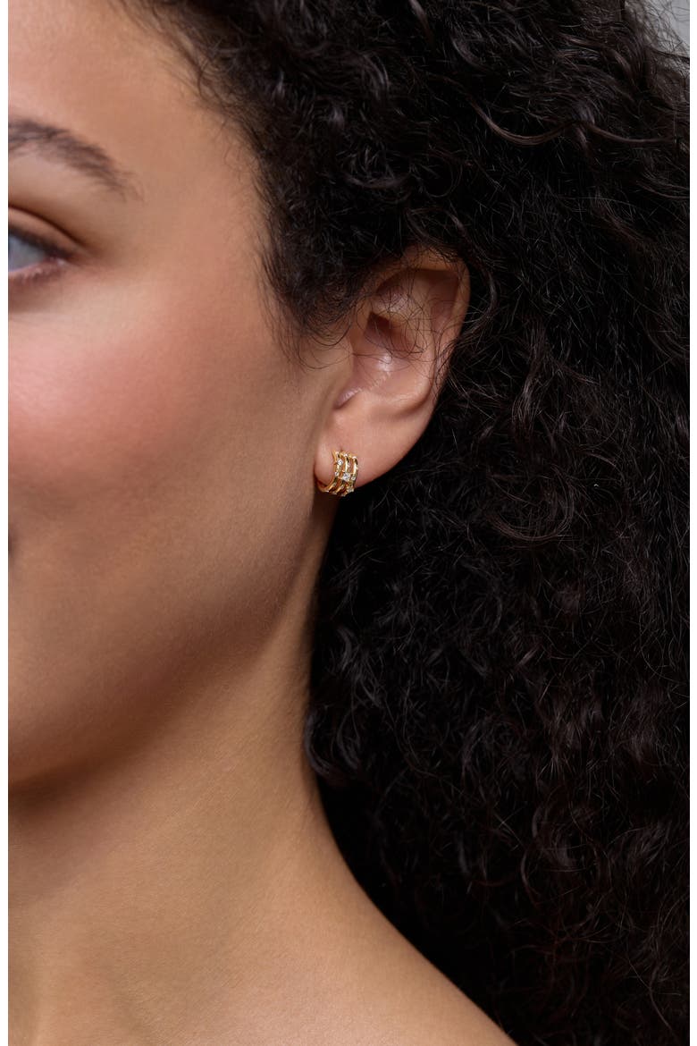 Solstice Diamond Triple Hoop Earrings, Alternate, color, 18K YELLOW GOLD