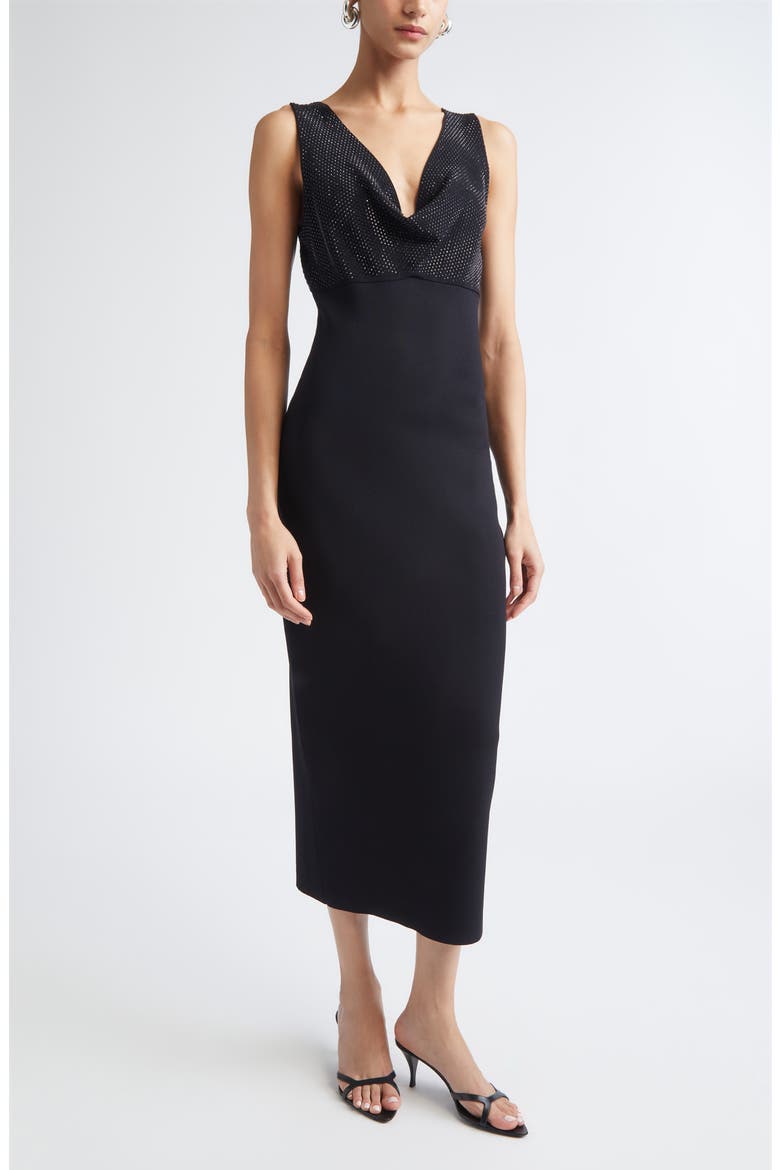Crystal Embellished Knit Dress, Main, color, BLACK/ JET