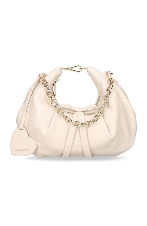 Croissant Bag With Bow And Removable Clip On Cross Body Strap