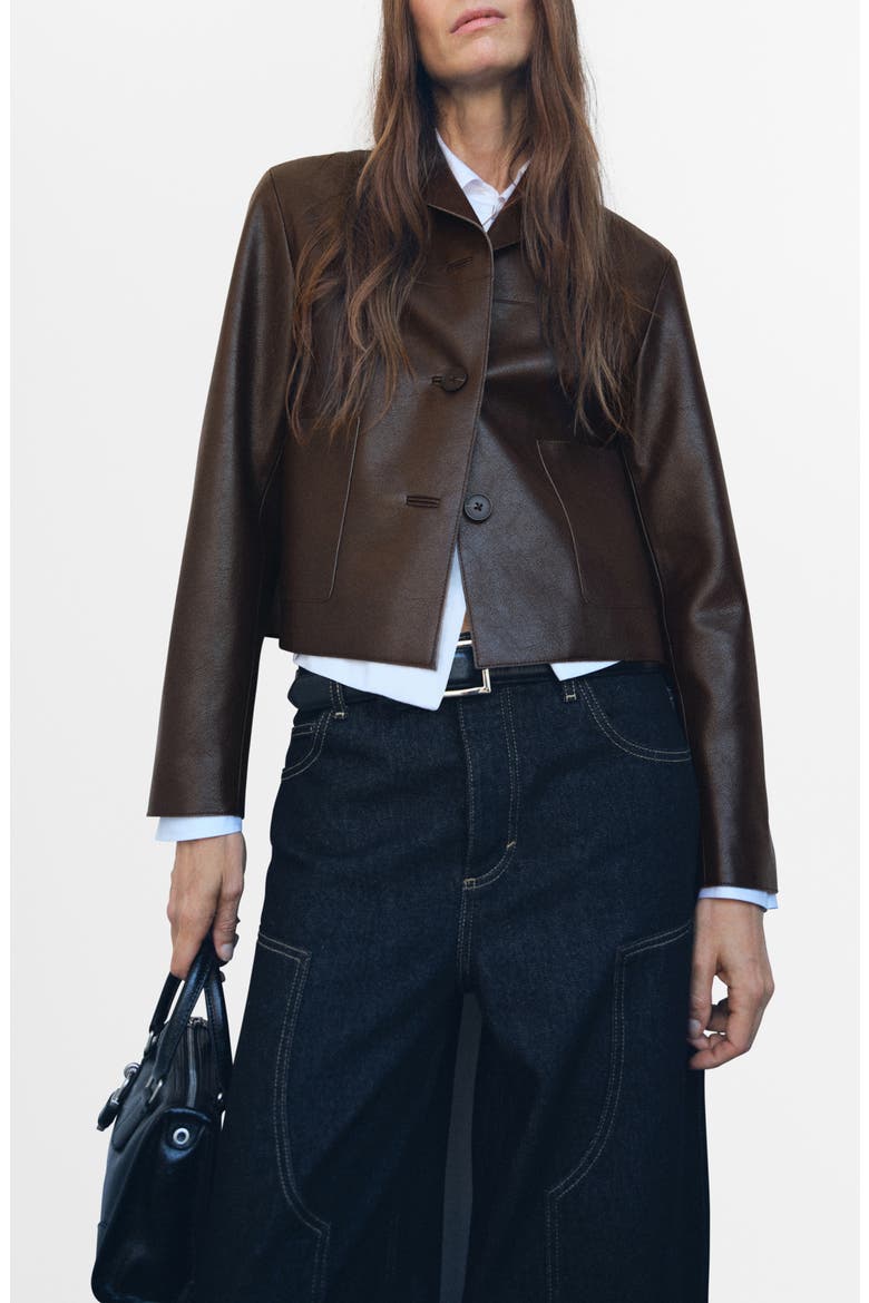 Faux Leather Jacket, Main, color, CHOCOLATE