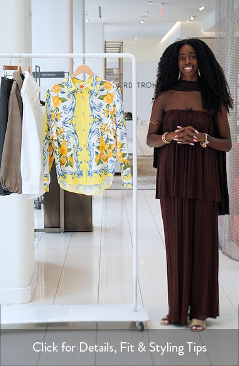 Sicily Scarf Linen Blend Button-Up Shirt, sales video thumbnail