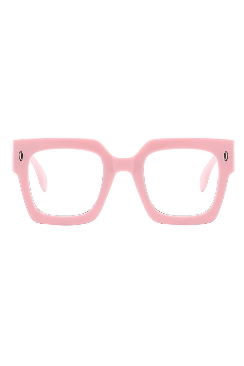 Avery 51mm Blue Light Blocking Glasses, Main, color, PINK/ CLEAR