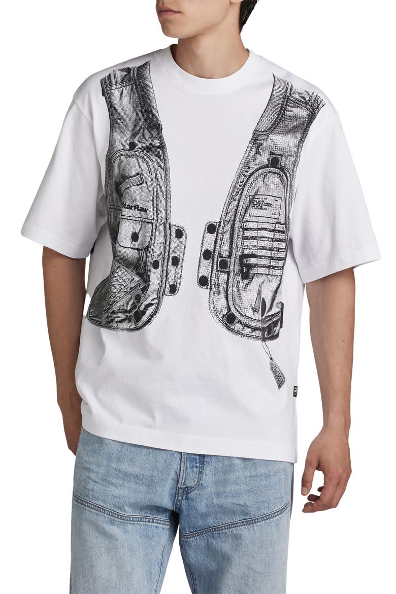 Archive Vest Boxy Organic Cotton Graphic T-Shirt, Main, color, WHITE