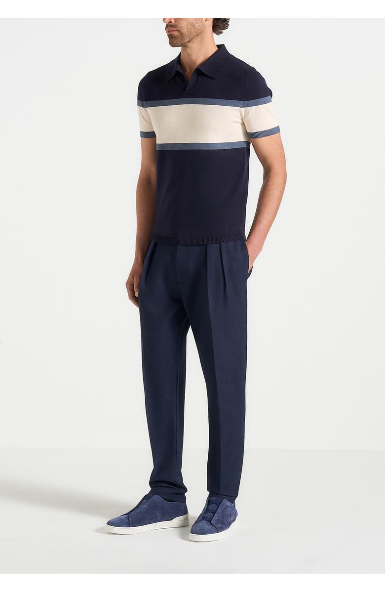 Manière De Voir Enzo Colour Block Polo Top, Main, color, Navy