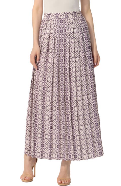 Women's Print Box Pleat Maxi Skirt