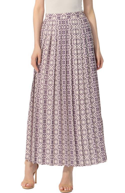 Kimi & Kai Women's Print Box Pleat Maxi Skirt In Plum