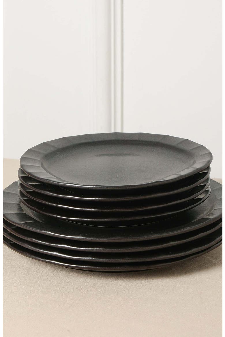 Oasis Stoneware 4-Piece Salad Plate Set, Alternate, color, Black