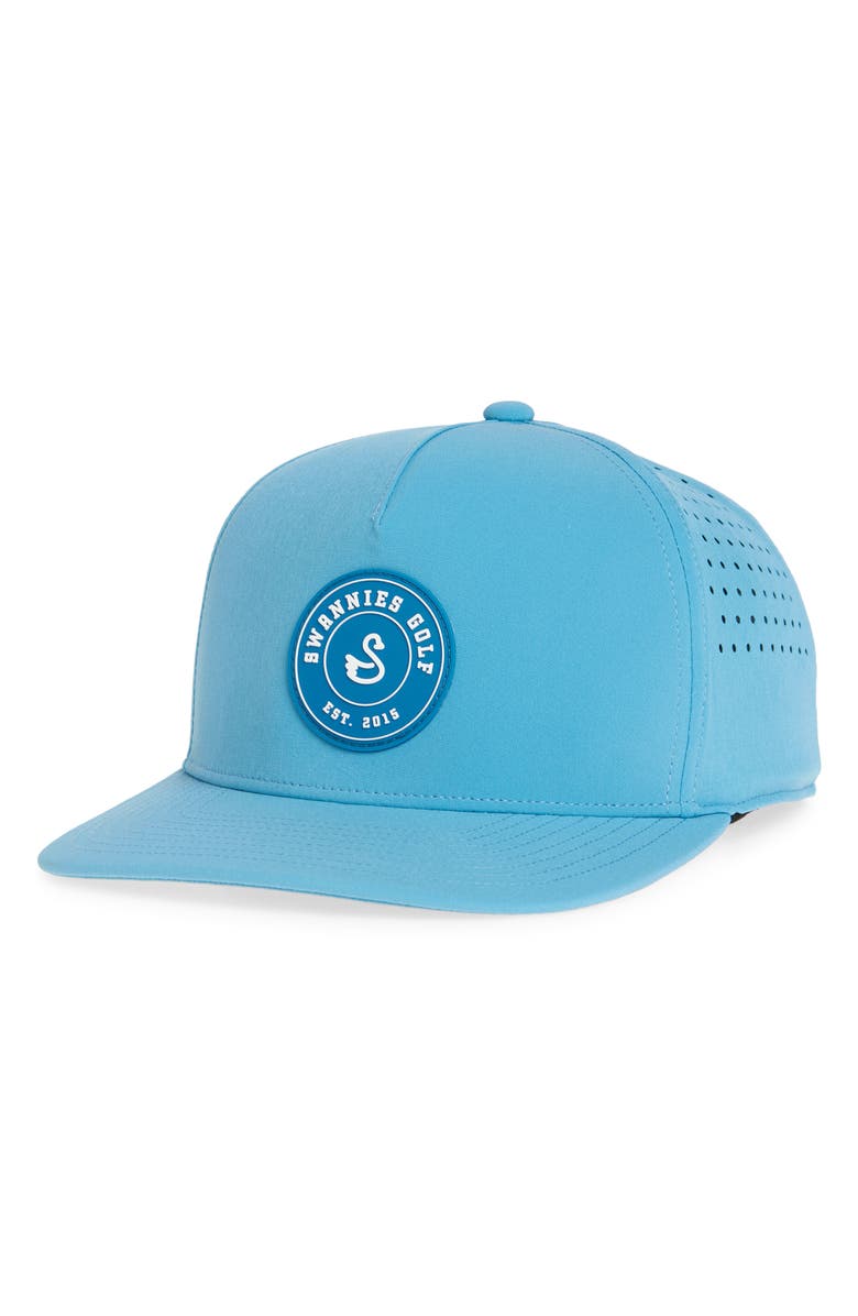 Swannies Wade Perforated Snapback Baseball Cap, Main, color, Ocean