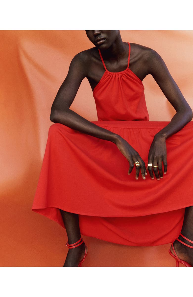 MANGO Tiered Ruffle Cotton Maxi Dress, Alternate, color, Red