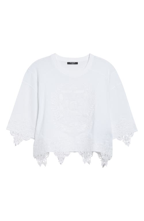 Balmain Embroidered Lace-trimmed Top In White