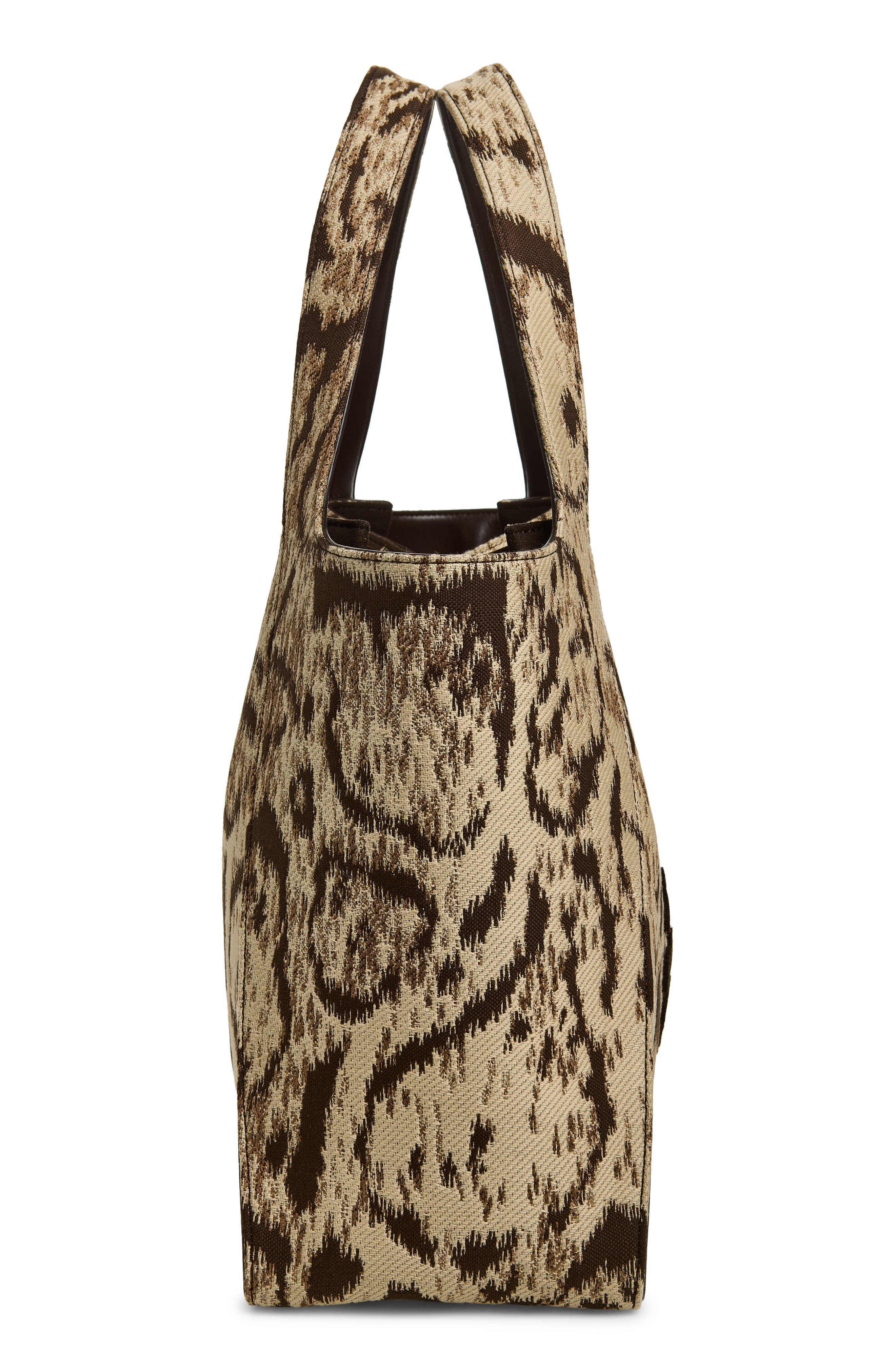 Stella McCartney Logo Clouded Leopard Tote, Alternate, color, Multicolor Brown