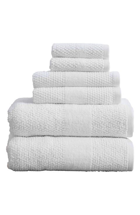 6-Piece Textured Weave Cotton Bath Towel Set