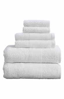 6-Piece Textured Weave Cotton Bath Towel Set