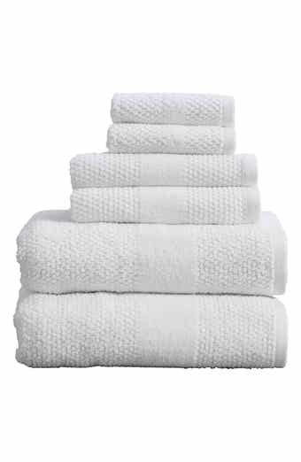 6-Piece Textured Weave Cotton Bath Towel Set