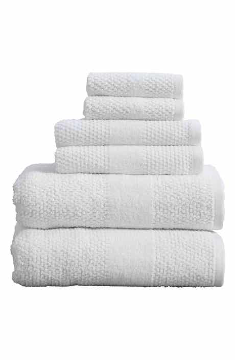 6-Piece Textured Weave Cotton Bath Towel Set