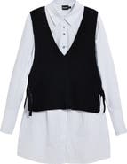 Desigual Stripe Woven Shirt & Sweater Vest