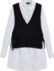 Desigual Stripe Woven Shirt & Sweater Vest